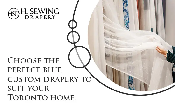 Blue-coloured custom drapery